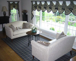 Living Room with Block Design Rug